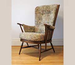 Ercol Windsor Evergreen Easy Chair In Golden Dawn Finish 913 With Original Fern And Flower Upholstery L736 Ercol Easy Chair Chair