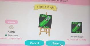 Pickle Rick Code For Acnh Animal Crossing Funny Animal Crossing Coding
