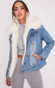 Yalena Denim Premium Faux Fur Lined Jacket Image 1 Fur Lined Denim Jacket Denim Jacket With Fur Faux Leather Jacket Outfit