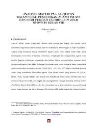 Buku pai pendidikan agama islam kelas 8 smp mts kurikulum. Analisis Materi Pai Al Qur An Dalam Buku Pendidikan Agama Islam Dan Budi Pekerti Kurikulum 2013 Smp Mts Kelas Viii