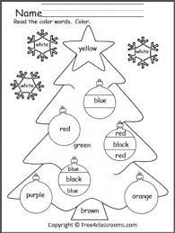 A series of free worksheets for students on the christmas season. Color Words Christmas Worksheet Christmas Worksheets Christmas Kindergarten Christmas Classroom