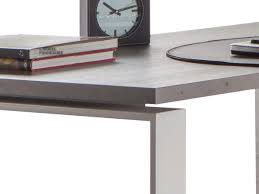 Schreibtisch mit kufenfuß und integriertem kabelmanagement: Eck Schreibtisch Betonoptik Weiss Disegno 0290003601