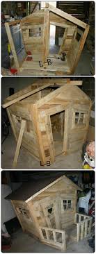 Complete Hut With Terrace For My Kids And Made Entirely From Reclaimed Wooden Pallets Thanks To My Husband Pallet Kids Diy Kids Furniture Pallet Playhouse