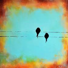 Abstract Birds On A Wire Painting Lovebirds Original Abstract Painting 16 X16 Birds On A Wire Abstract Original Abstract Painting Painting
