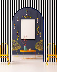 Memphis Style Interior Decoration Stock Photo 24 In 2020 Memphis Design Interior Art Deco Interior Living Room Spanish Design