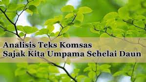 Rangkap 1 kita umpama sehelai daun bertunas segar di hujung ranting lalu melebar dan merimbun tempat bercanda unggas meriang di bawah redup berbayang mentari. Nota Komsas Analisis Sajak Kita Umpama Sehelai Daun Antologi Kuingin Berterima Kasih