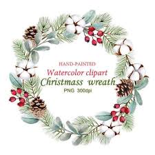 Christmas Wreath Clipart Digital Download Watercolor Xmas Etsy In 2021 Christmas Wreath Clipart Clip Art Christmas Wreaths