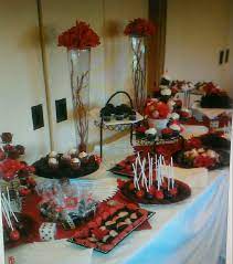 Red Black And White Dessert Table Red Party Decorations College Graduation Party Decorations Dinner Party Decorations