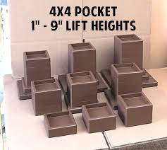 Walnut wood furniture risers | adds 1 inch extra height | bed risers, desk riser, table risers, sofa risers | heavy duty. 4x4 Pocket Furniture Riser Custom Risers