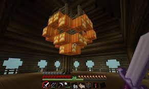 Minecraft chandelier is basically a hanging light in minecraft. Jack O Lantern Chandelier Tower Building Minecraft Castle Minecraft Blueprints