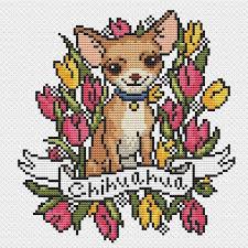 Dog Cross Stitch Pattern Tattoo Pdf Chihuahua Tulip Etsy Cross Stitch Patterns Stitch Patterns Portrait Cross Stitch