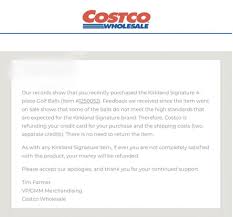 Costco also has a cash card (fancy name for a gift card) that they call the costco shop card. Costco Issues Refunds For Defective 4 Piece Kirkland Signature Performance One Golf Balls Mygolfspy