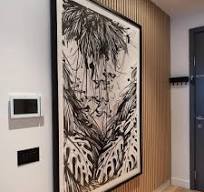 Acoustic Slat Wall Panel | Natural Oak with Gray Felt | Premium 3-sided Wood Veneer