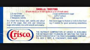 Vintage Crisco Frosting Recipe Vanilla Frosting Recipes Crisco Recipes Frosting Recipes