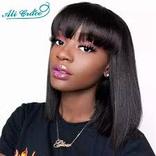 Most of the time they fall between the eyebrows and upper lids in length, but they can be worn. Ali Grace Wigs Short Blunt Bob Wigs With Fringe Bangs Human Hair Wigs For Women Pre Plucked Hairline With Baby Hair No Lace Wig Full Machine Wigs Aliexpress