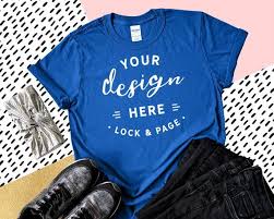 Download Gildan 64000 Royal T Shirt Mockup Feminine Flat Lay On Trendy Etsy Shirt Mockup Clothing Mockup Tshirt Mockup PSD Mockup Templates