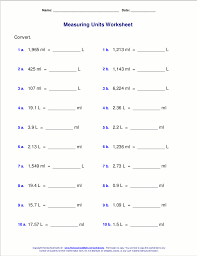 Metric Measuring Units Worksheets