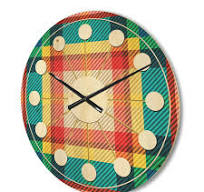 Designart 'Tartan Texture Geometrical Retro III' Mid-Century Modern Wood  Wall Clock
