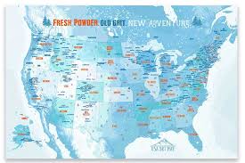 Biggest ski resorts in colorado. Ski Resorts Of Usa Framed Push Pin Map World Vibe Studio
