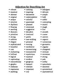 An adjective is a word or set of words that modifies (i.e., describes) a noun or pronoun. Adjectives For Describing Art Poster By Sarah Emerson Tpt