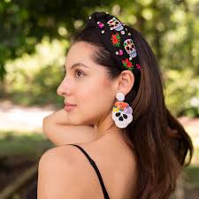 Buy Day of the Death Custom Jeweled Knot Headband, Statement Knotted  Headband, Sugar Skull Hair Accessory, La Catrina Embellished Knot Headband  Online in India