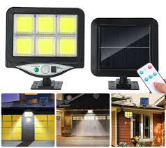 FARO SOLARE LED CON PANNELLO FARETTO SENSORE DI MOVIMENTO 128 LED COB BK-128 -6