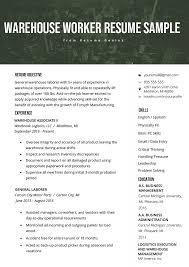 Warehouse Worker Resume Example Writing Tips Resume Genius