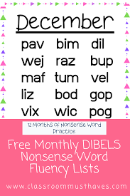Where can i find nonsense word practice worksheets? Dibels Nonsense Word Lists Classroom Must Haves