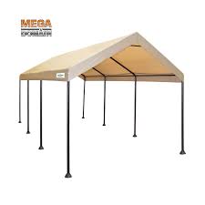 The versatube carport frame is designed to be placed on a foundation that is level side to side and sloped about 1/8 per foot front to back or back to front. Caravan Canopy Mega Domain 10 X 20 Feet Carport Caravan Canopy
