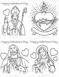 A Few Of Our Favorite Catholic Valentine S Day Cards To Color 4 Up On A Page Ready For The Catholic Valentines Catholic Coloring Valentines Day Coloring Page