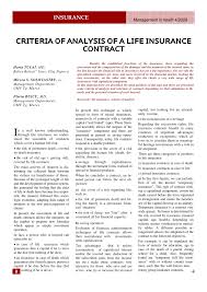 A life insurance contract may become a bilateral contract in some circumstances. Pdf Criteria Of Analysis Of A Life Insurance Contract