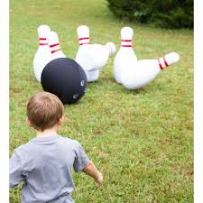 Build your own backyard bowling alley! The Giant Inflatable Bowling Game Plastic Pins Backyard Toy Hearthsong Sporting Goods Other Outdoor Sports Romeinformation It