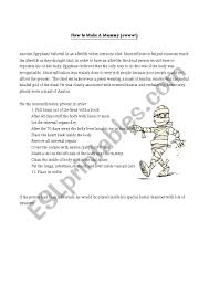 Mummification Process Esl Worksheet By Heatherbarca