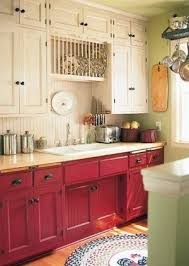White Red Black Cottage A Cultivated Nest Red Kitchen Cabinets Kitchen Cabinet Colors Painting Kitchen Cabinets