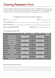 Free Training Feedback Form Office Templates Training Evaluation Form Training Evaluation Evaluation Form