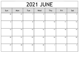 Large date containers with small numerals provide wide space for writing your notes. June 2021 Calendar With Holidays In Cute And Blank Format