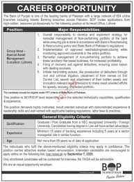 Asset management or fund management jobs sit within the 'buy side' of the financial services sector, where equities, bonds, commodities and sometimes derivatives are selected on behalf of investors that range from individuals to governments and international pension funds. Group Head Group Head Special Asset Management Jobs In The Bank Of Punjab Bop