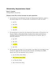 For many people, math is probably their least favorite subject in school. Diversity Awareness Quiz Diversity Awareness Quiz Paul C Gorski George Mason University Please Circle The Correct Answer To Each Question 1 According Course Hero