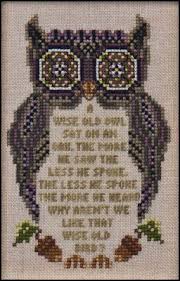 Wise Old Owl Cross Stitch Owl Cross Stitch Cross Stitch Bird Cross Stitch