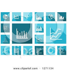 clipart of square blue and teal icons with white financial