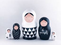 Modern Monochrome Design Set Of 5 Wooden Nesting Doll Matryoshka Doll Matreshka Igrushki Rospis Po Derevu