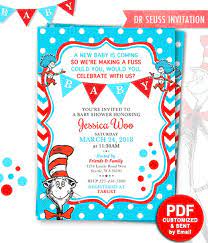 Dr Seuss Baby Shower Invitation Cat In The Hat Baby Shower Invites Dr Seuss Baby Shower Seuss Baby Shower Dr Seuss Baby Shower Invitations