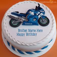 Happy Birthday Cake For Brother With Name And Photo Edit Bike Birthday Cake For Brother With Name Mezo Birthday Cake For Brother Birthday Cake Et Happy Birthday Cakes
