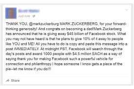 What is an example of a chain letter? The Truth About Facebook Chain Status Updates