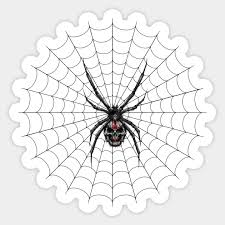 How to draw a black flying fox. Black Widow Spider With Skull Body In Web Black Widow Spider Aufkleber Teepublic De