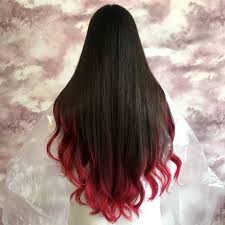 If you have bangs then make three section of the bangs hair, keep a thick layer of hair, and separate it using clips. Red And Black Hair Ombre Balayage Highlights