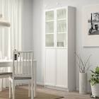 BILLY Bookcase with panel/glass doors, white31 1/2x11 3/4x79 1/2 