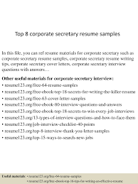 top 8 corporate secretary resume samples