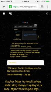 A Long Time Ago In A Galaxy Far Far Away Google Trick Opening Crawl Jokes Wendy Eber Image Source Businessinsider Com Star Wars Jokes Jokes Star Wars Opening Crawl