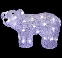 Lighted Commercial Grade Acrylic Polar Bear Outdoor Christmas Decoration -  13.5"- Polar White LED Lights